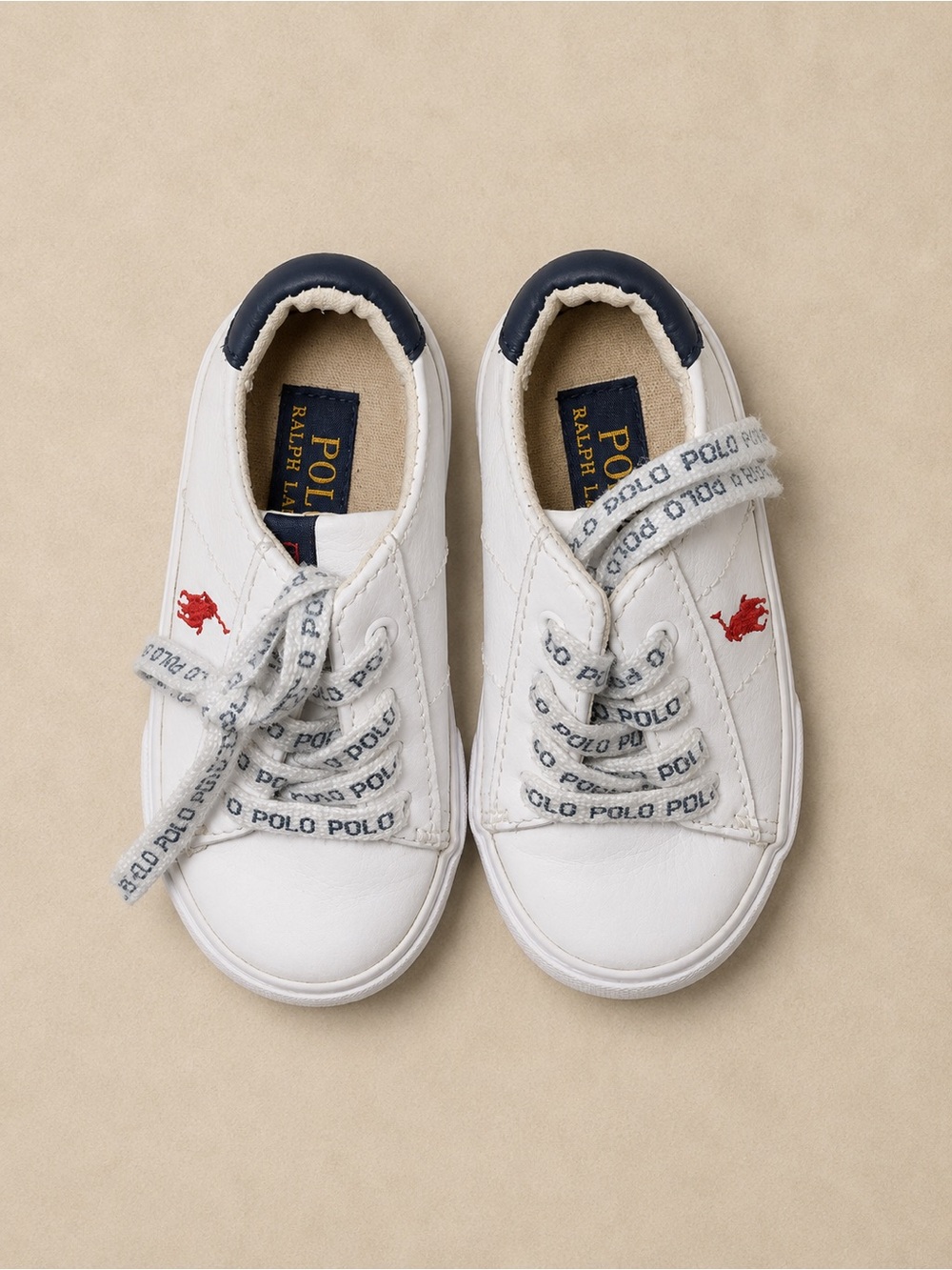 Polo Ralph Lauren Toddler White Low Top Sneakers Navy Red Pony Size 6C